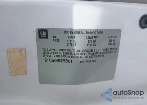 2008 Chevrolet Cobalt Lt z USA, uszkodzony, nr VIN 1G1AL58F587266871